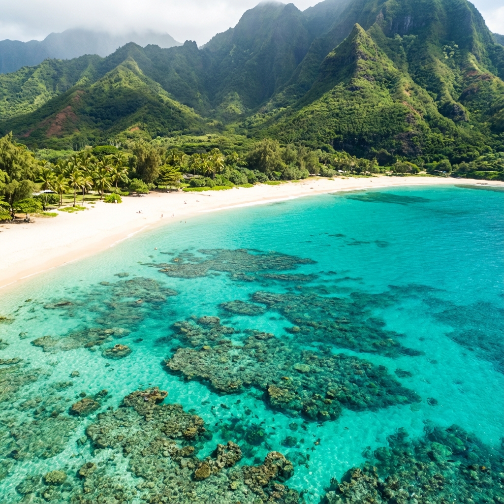 Tunnel Beach Kauai Aerial View - Makua Beach North Shore Panorama