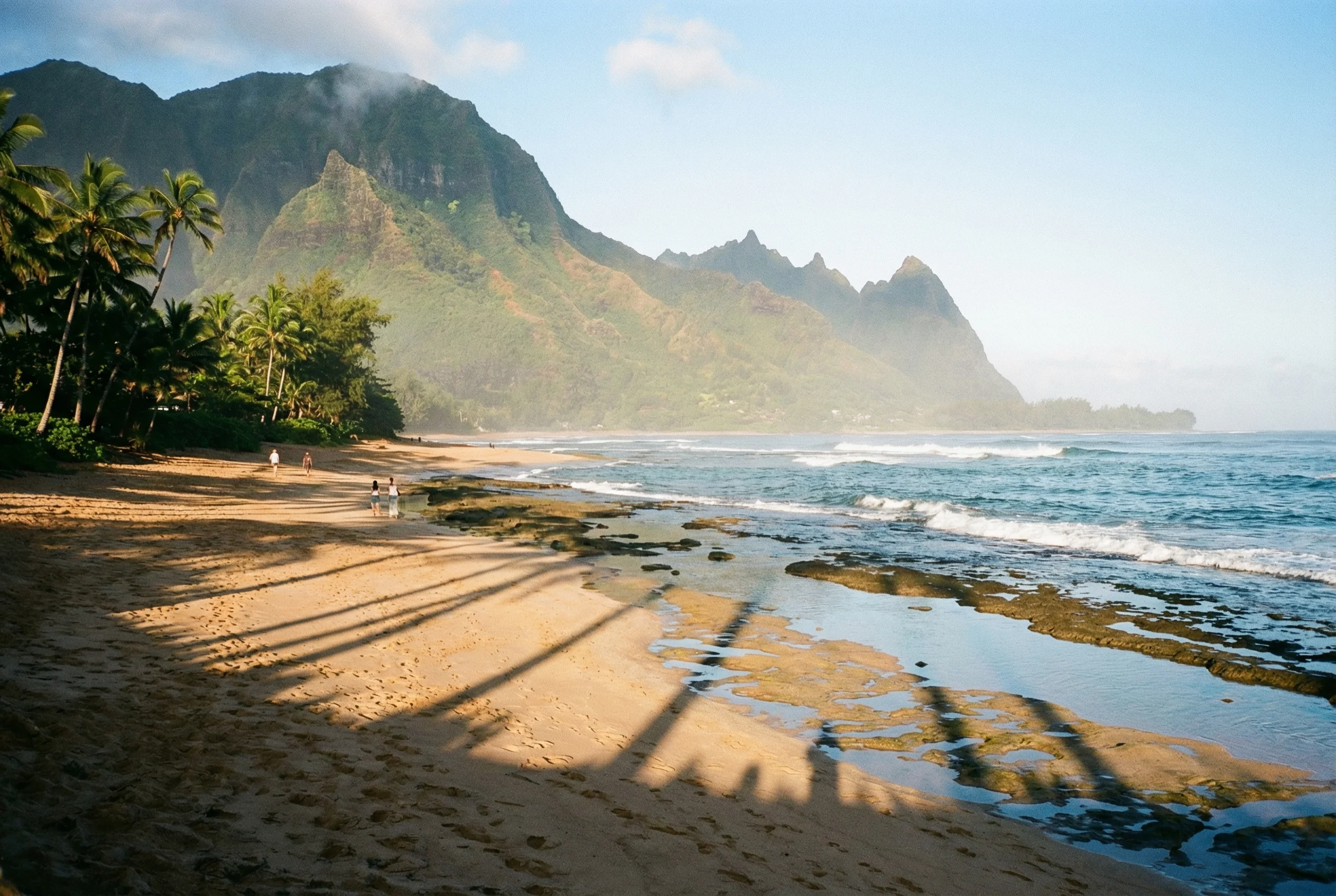Tunnel Beach Kauai Morning Photography - Peaceful Beach Scenes and Mt. Makana Views